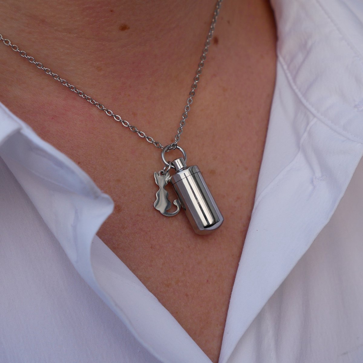 Asketting  Zilver - Kat - Poes