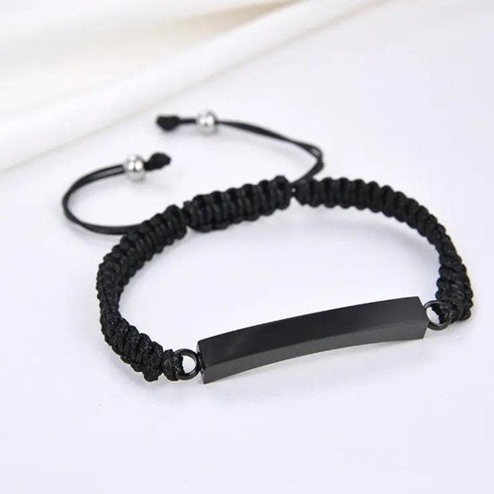 Charm bracelet with ash pendant - Urn - Black rope - Black charm - mini urn