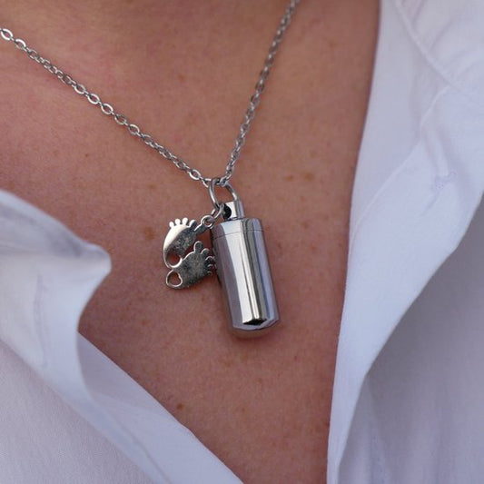 Asketting  Zilver - Baby Kinder Voetafdruk