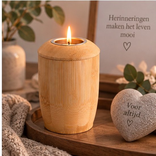 Mini urn bamboe met waxinelichthouder